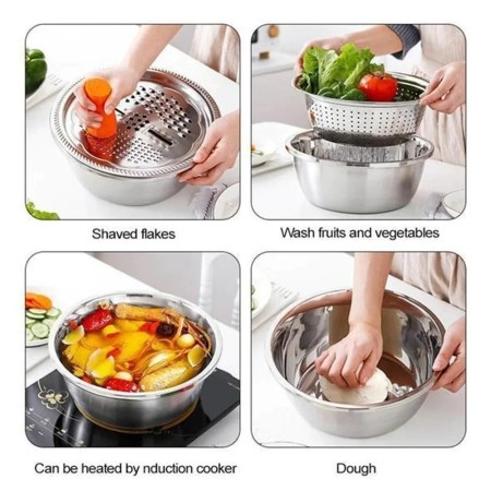 3 IN 1 VEGETABLE CUTTER WITH DRAIN BASKET