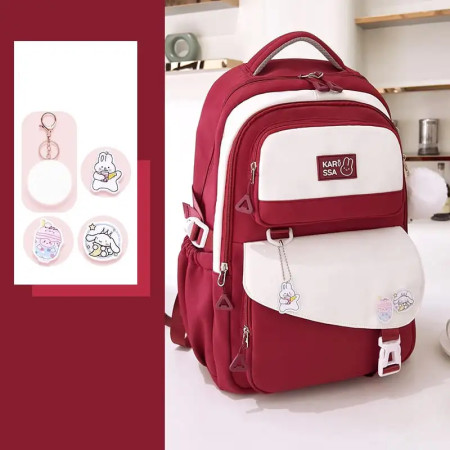 Cute Casual Premium Kids School Backpack (Red)(S7)